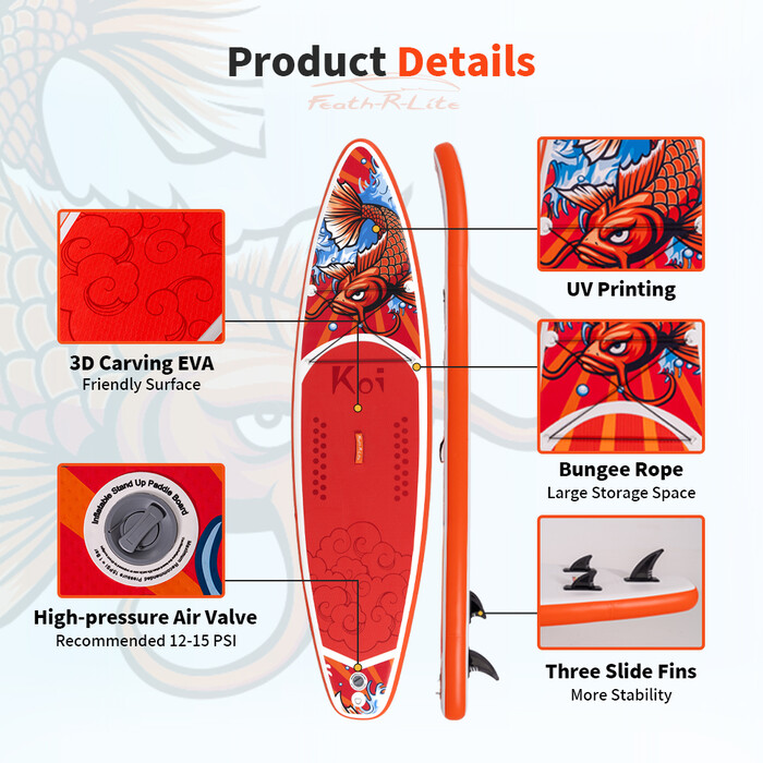 Opblaasbare surf paddleboard 11' - Sup Koi Oranje - België