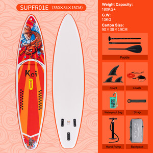 Opblaasbare surf paddleboard 11'6" - Sup Koi Oranje - België