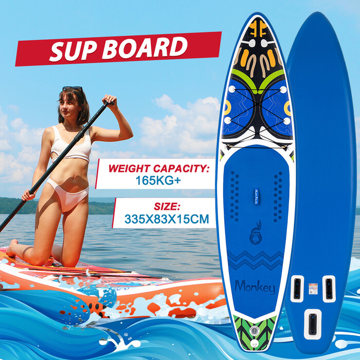 Opblaasbare surf paddleboard 11' - Aap Blauw - België