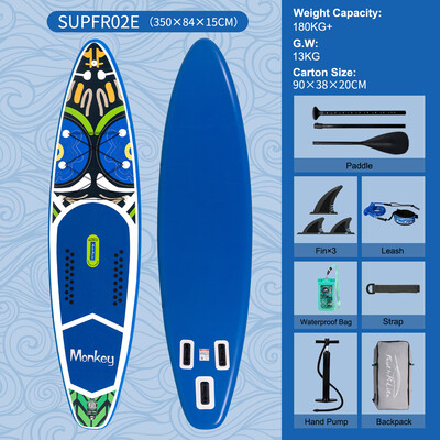 Opblaasbare surf paddleboard 11'6" - Aap Blauw - België