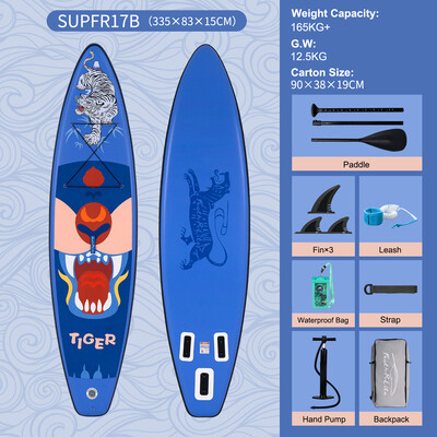 Opblaasbare surf paddleboard 11' - Tijger Blauw - België